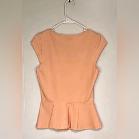 NWT Formal V-neck Taffeta-Wrap Blouse by The LIMITED Coral/Small - Picture 2 of 9